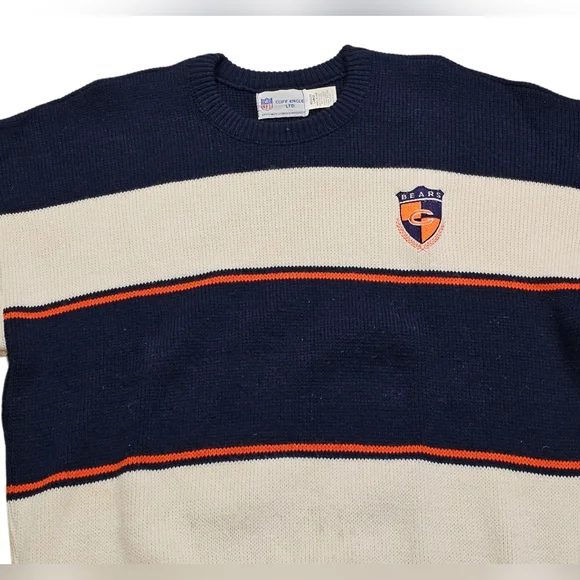 Vtg 80's Chicago Bears Cliff Engle Wool Knit Sweater NFL Large Mike Ditka Payton - Picture 2 of 8